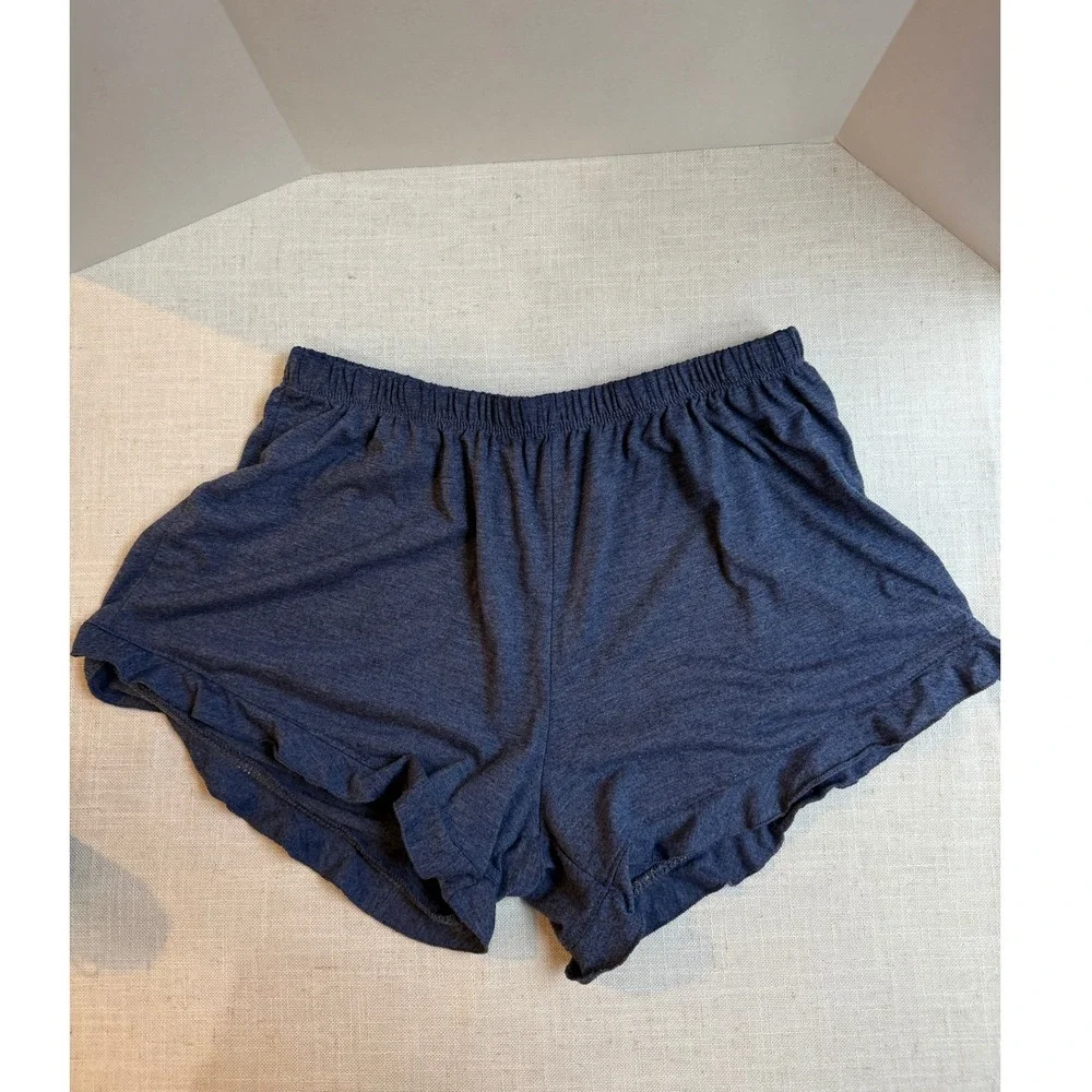 Beyond Soul Women's Blue Heathered Lounge Shorts Ruffle Trim Size S